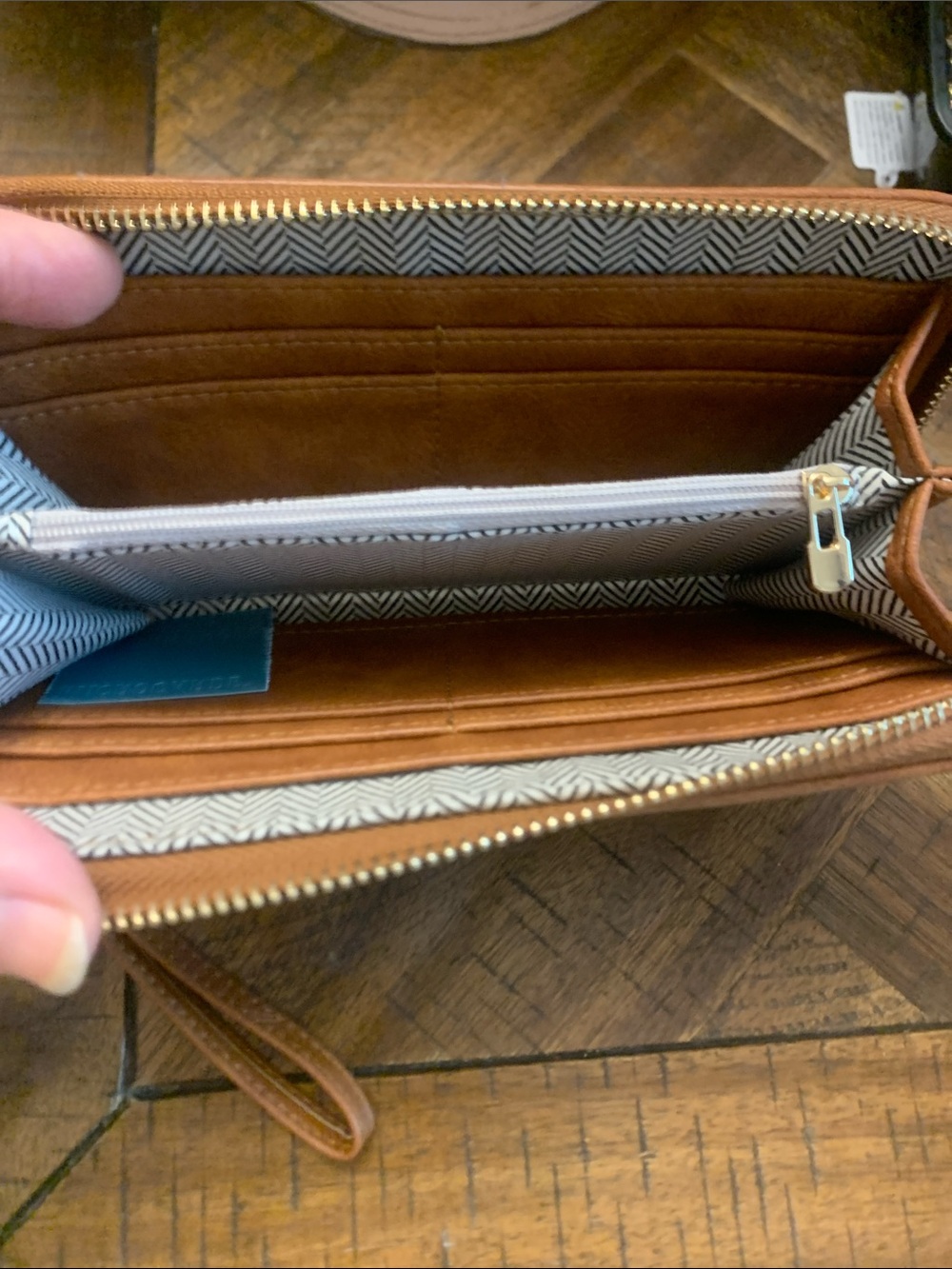 Falls Creek Woven Leather Wristlet Clutch in Tan - Picture 4 of 5
